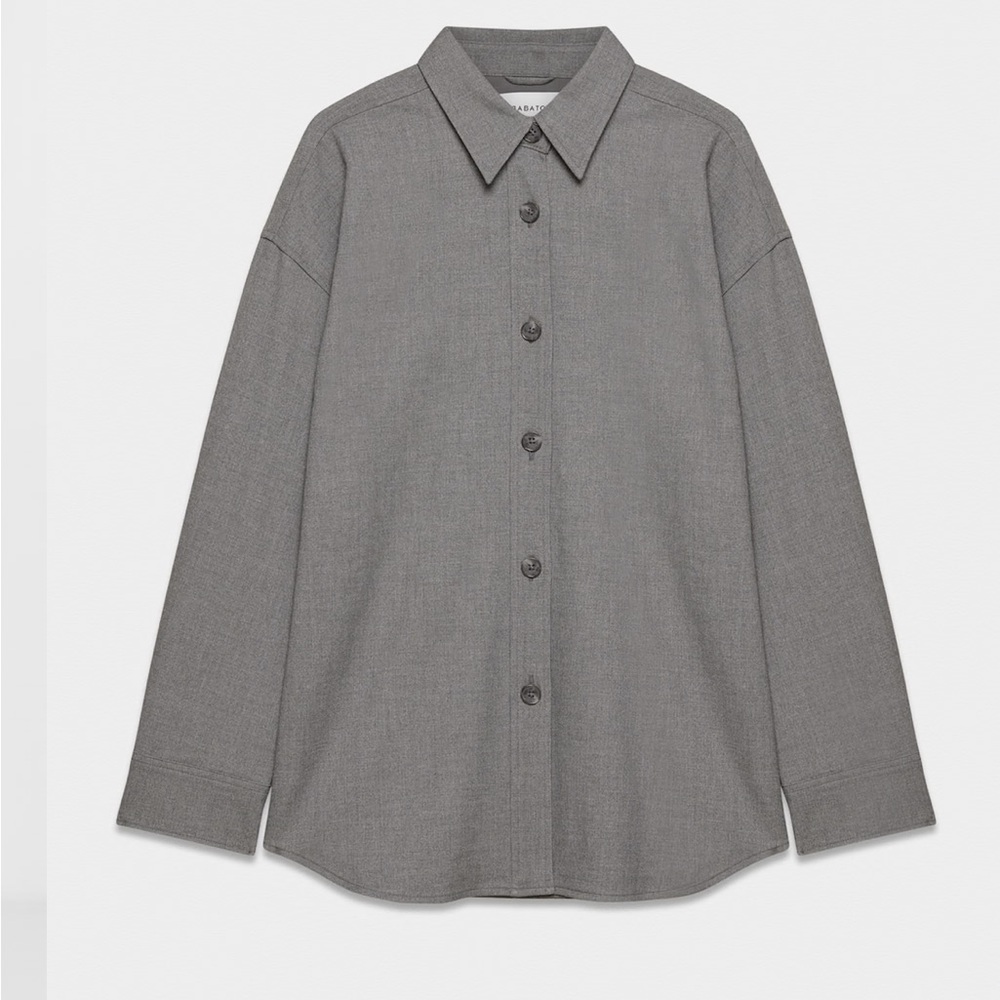 Aritzia Babaton Character Shirt, Gray Button-Up, Size X-Small, NWT